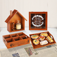 桌面首饰收纳盒托盘盒格子化妆品口红整理木盒子无盖木盒复古风