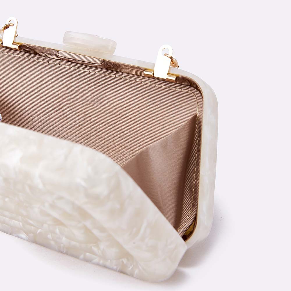 Elegant Acrylic Clutch Bag – Vintage-Inspired Evening Handbag With Chain Strap, Magnetic Closure & Phone Pocket_voghion.com
