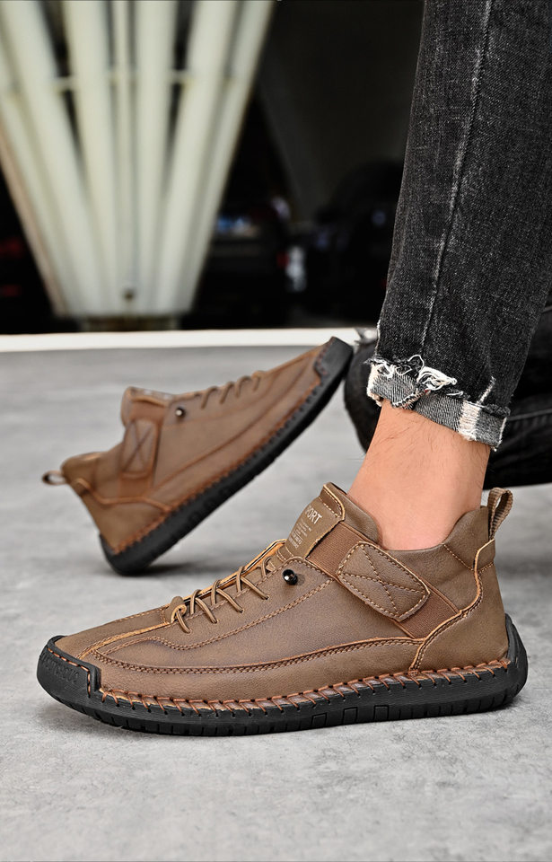 Bốt Martin cổ vừa unisex cỡ lớn, giày bốt da sợi nhỏ đế cao su, phong cách Hàn — 9888 Xanh quân đội, 9888 kaki, 9888 màu xanh lam, 9888 màu đen chi tiết 33