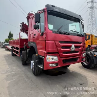 非洲 二手右驾驶舱12吨5节臂随车吊车 16吨工程建筑吊臂机