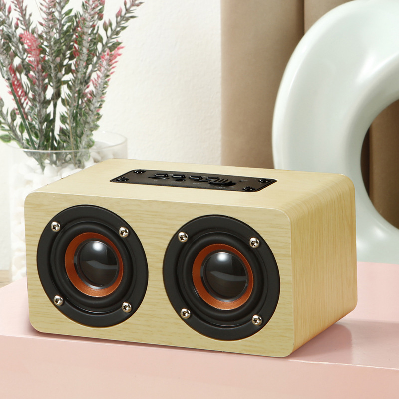K 5無線の木製のbluetoothのスピーカーの双ラッパの携帯電話の木製のカードの復古の小さい音響の携帯のbluetoothのサブウーファ|undefined