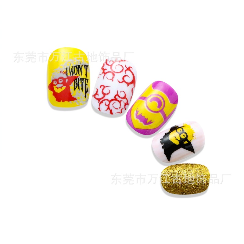 Environmentally Friendly Adhesive-Backed Kidsren's Nail Patches, Minions Flying Man Nail Art Patches, Wearable Nail Producer