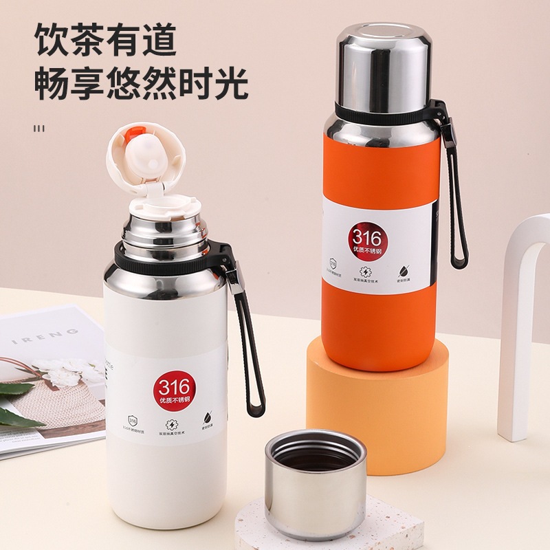 316l taza de acero inoxidable de alta capacidad todo acero hervidor de aislamiento portátil al aire libre de alta calidad soporte de regalo de grabación láser