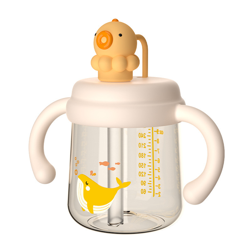 儿童水杯婴幼儿防呛学饮杯宝宝卡通公仔水杯儿童直饮杯ppsu水杯|undefined