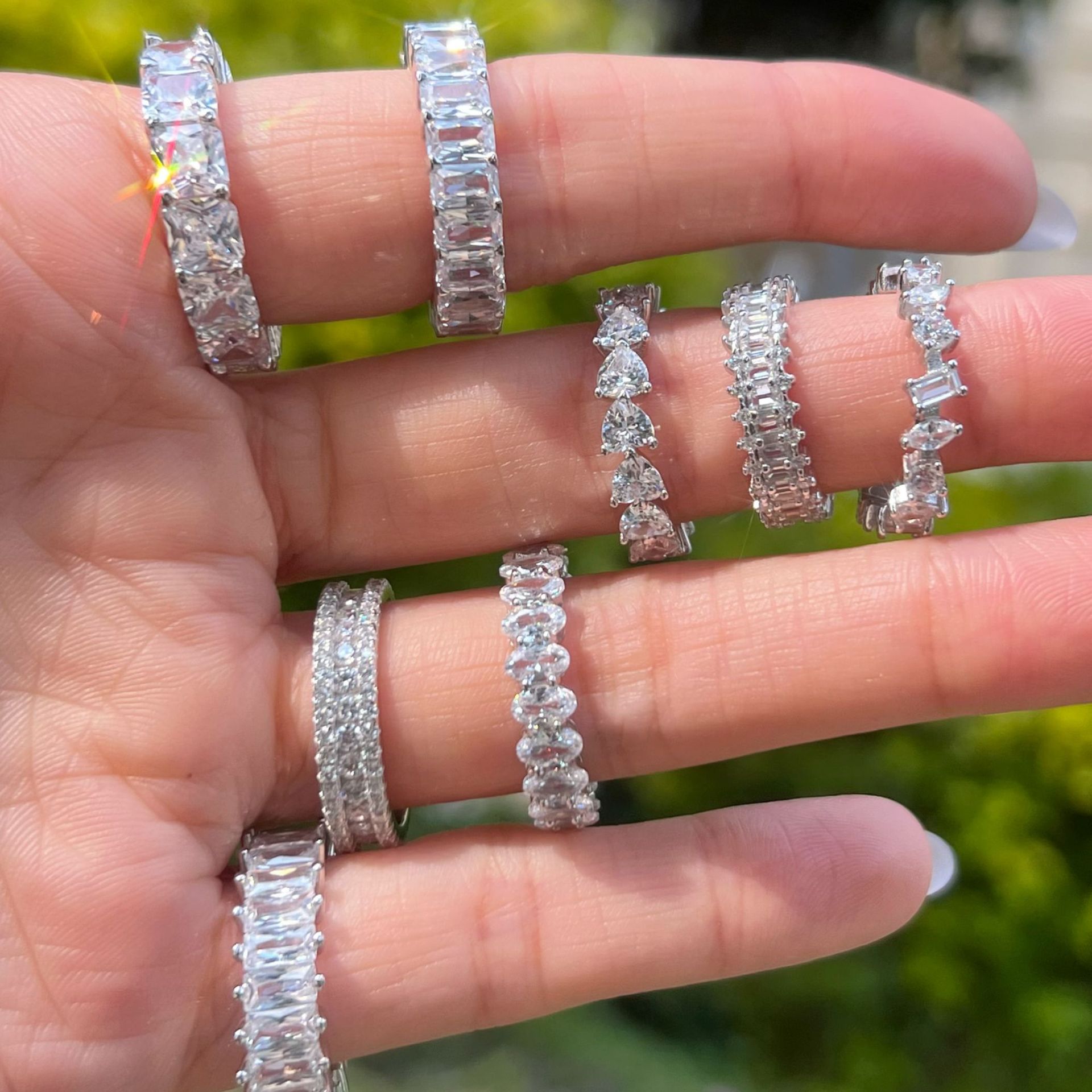 Set anillo de compromiso oval en plata de ley 925 apilable_voghion.com