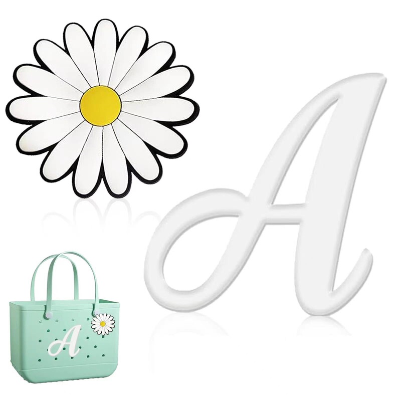 Cross-border European and American bogg accessories 26 letters white plus white chrysanthemum 2-piece set eva beach bag hole accessories Cross-border European and American bogg accessories 26 letters white plus white chrysanthemum 2-piece set eva beach bag hole accessories