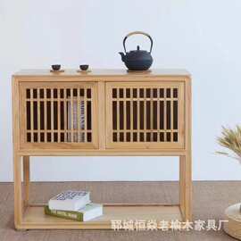 老榆木储物柜现代简约收纳柜禅意边柜榆木玄关柜客厅隔断柜餐边柜