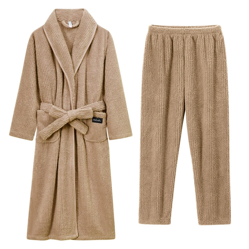 Демисезонный халат, коралловый бархат pijama, длинный зимний комплект, (Physicals), для любимого, увеличенная толщина