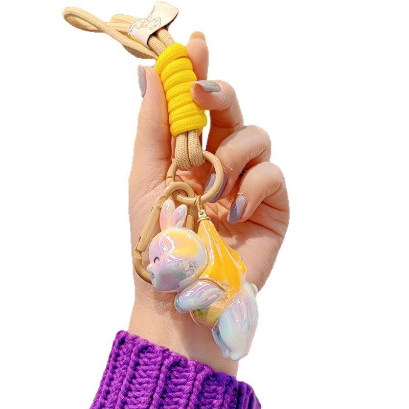 Llavero de oso de resina con colgante de muñeca de dibujos animados, cadena para teléfono móvil para mujer, llavero, colgante decorativo para bolso.
