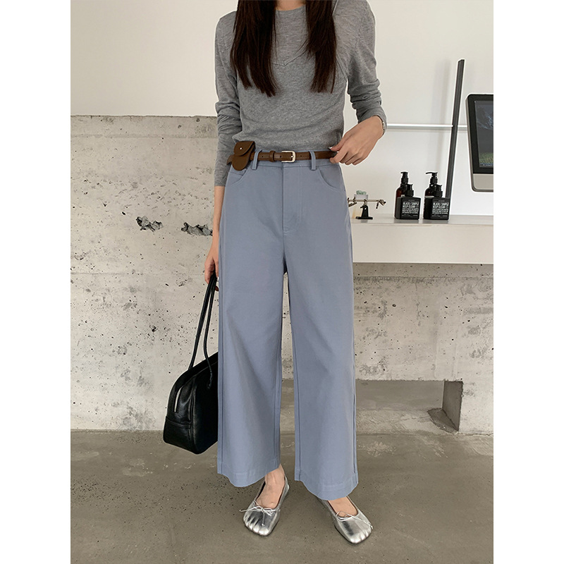 Icc Casual Simple Slim-Fit Straight-Leg Pants Versatile Cropped Pants for Women 8186 [Special Offer, No Returns or Exchanges]