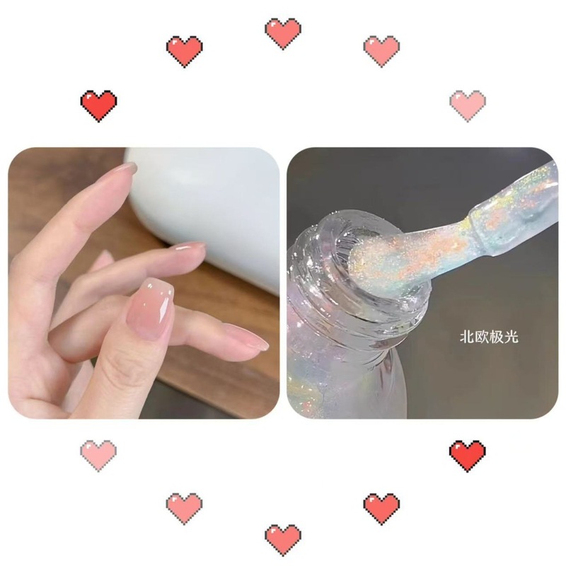 可撕拉无异味裸色指甲油免烤可剥水性快干细闪冰透显白学生美甲|undefined