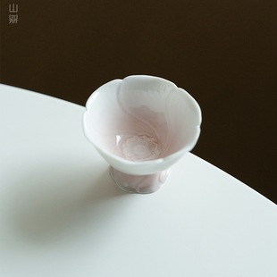 Blossom Gradient Three-color Lotus Tea Cup Small Fresh Kung Fu Master Cup Household Ceramic Tea Cup Tea Cup Single Cup