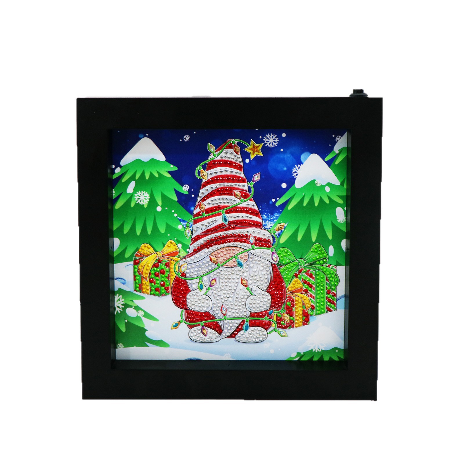 Explosiones transfronterizas pinturas de diamantes de marco negro DIY puntos creativos perforados a mano luces pinturas de diamantes pinturas de decoración de Navidad