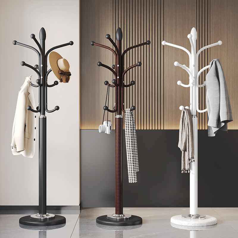 European-Style Light Luxury Coat Rack, Marble Floor-Standing Clothes Rack, Bedroom Clothes Rack, Living Room Wrought Iron Simple Vertical Bag Rack