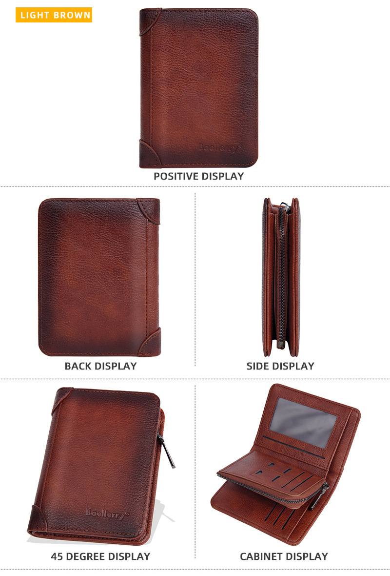 69g Weight Polyester Lining Material Zipper Closure Type Small Wallets Bags Type 1 Piece Quantity Daily Occasion Pu Leather Material Solid Color Pattern All Seasons Season Men's Gender Sewing Thread Design Business Style Square Shape Men's Solid Color Pu Leather Zipper Small Wallets 7