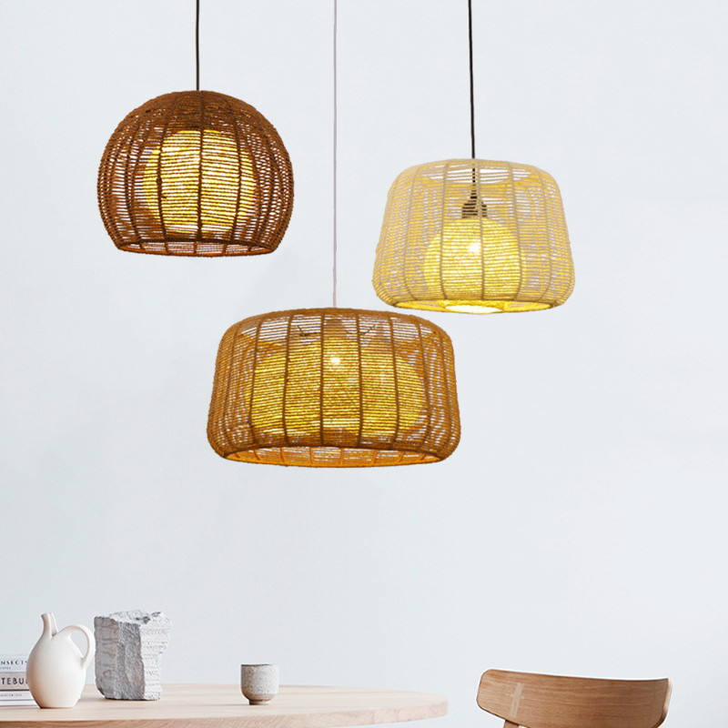 Japanese Wabi-Sabi Style Living Room Lamp, Hemp Rope Pendant Light, Simple Dining Room Balcony Handmade Woven Nordic Creative Hemp Ball Lampshade Japanese Wabi-Sabi Style Living Room Lamp, Hemp Rope Pendant Light, Simple Dining Room Balcony Handmade Woven Nordic Creative Hemp Ball Lampshade