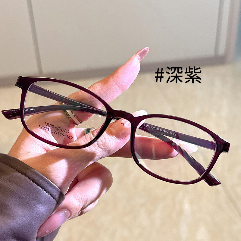 新商品の楕円枠の近視のメガネの女性は度数の高級感のすっぴんの文芸のTR90鏡の枠の平光の目の棚を配合することができます。|undefined