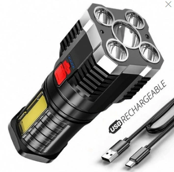 Flashlight with Ultra-Bright Long-Range Led | UV fənərlər - silver-five-light-flashlight
