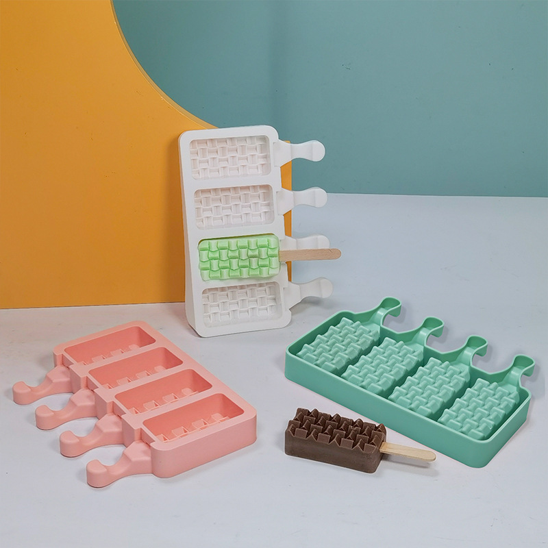 Sanxin molde de silicona de helado de bambú DIY simple helado cubo de hielo Popsicle fabricante de hielo herramienta abrasiva transfronteriza exclusiva