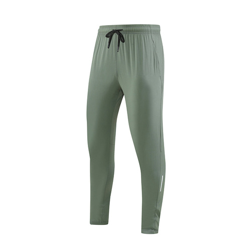 Men's Summer Thin Ice Silk Breathable Quick-Dry Nine-Half Pants with High Elasticity Casual Straight Leg Nylon Running Pants