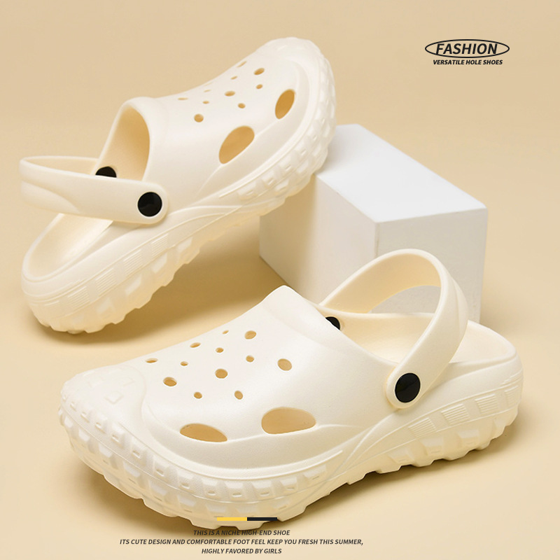 Croc Shoes Women's Summer Outer Wear Thick-Soled Non-Slip Toe-Toe Beach Non-Stinky Feet Wear-Resistant Breathable Men's Sandals