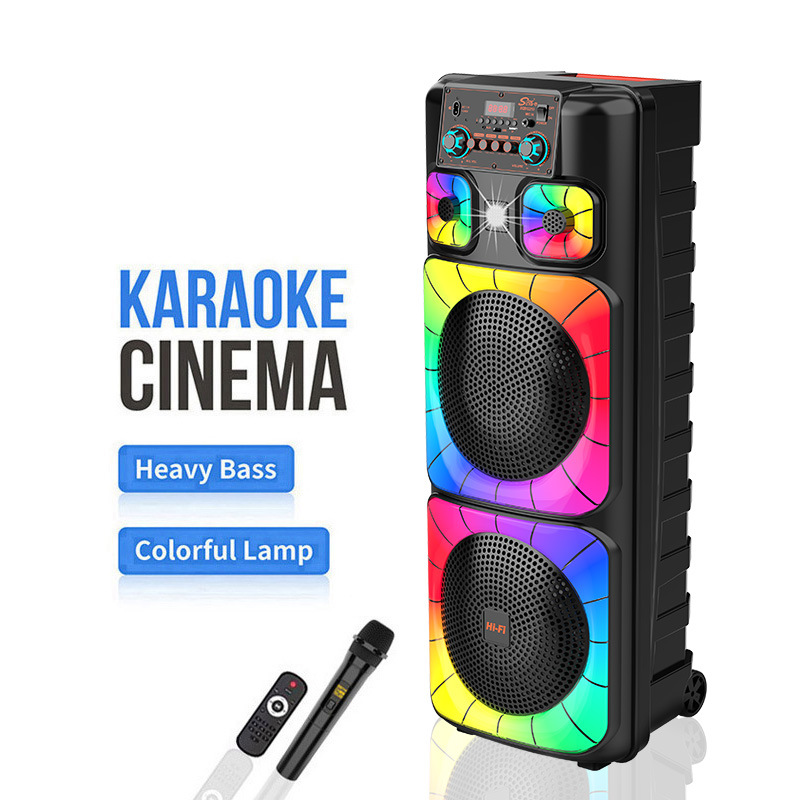 Zqs12213 Double 12inch Square Dance Audio Outdoor Speaker Karaoke Subwoofer Bluetooth Playback Lighting Audio