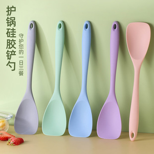 Factory supply one-piece all-in-one silicone flat head salad shovel baking tools mixing shovel salad spoon duckbill shovel