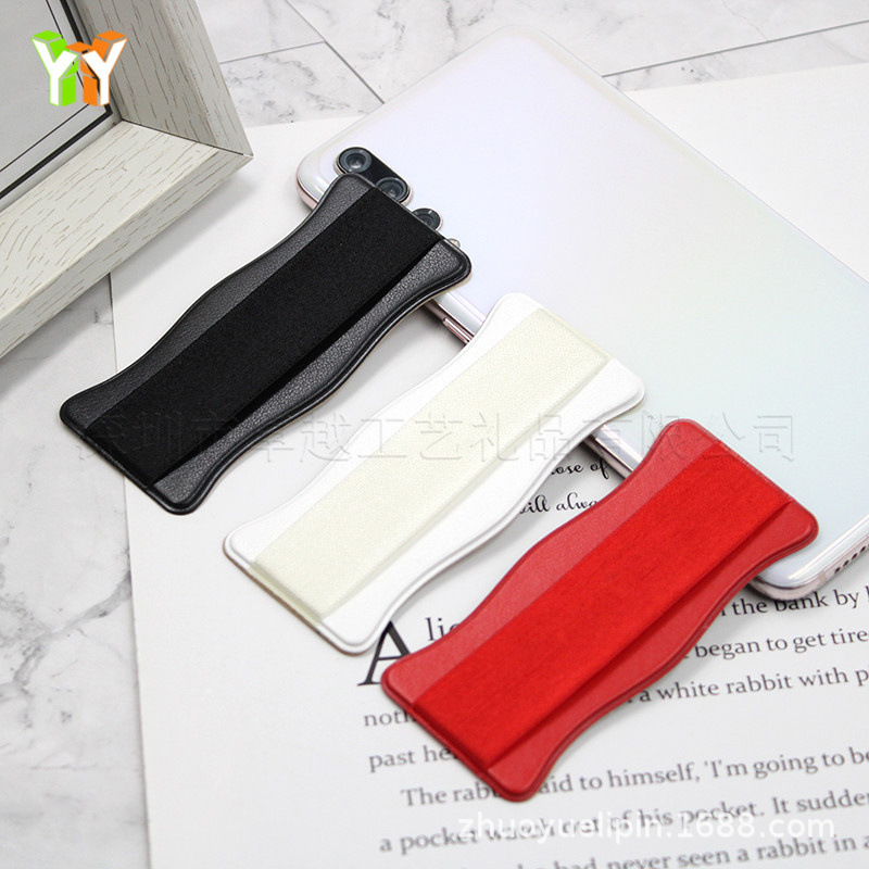 Mobile phone one-handed operation bandage holder PU leather elastic band Back sticker lazy person holder mobile phone decoration accessories