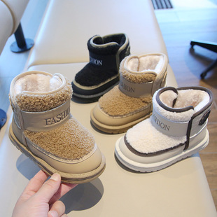 Children's Soft-soled Snow Boots Western-style Cold-resistant Short Boots Bread Shoes 2024 Winter New Boys and Girls Warm Large Cotton Shoes