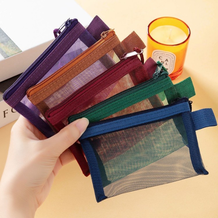 Retro-style thickened coin purse with rope for easy storage and organization, card holder, ID card holder, bank card holder, key holder, mesh bag