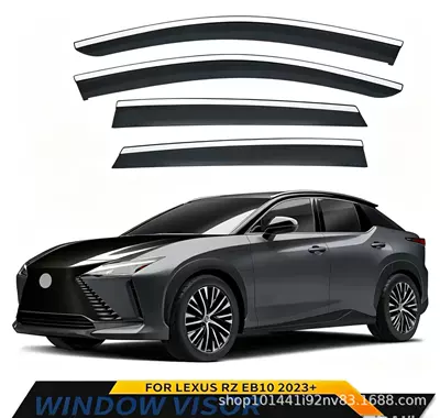 Applicable to Lexus RX Rain shield - cross-border-fine-punching-without-car-logo-black-translucent-injection-molded-thickened-version-4-pieces-lexus-rz-eb10-20232025-pc-with-silver-bright-strip-window-rain-shield