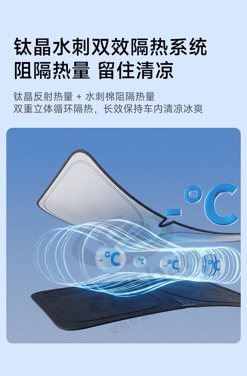 2026 New Titanium Crystal Water Spun Car Sunshade Thickened Heat Insulation Sunshade Sunscreen Front Windshield Customized Sunshade Curtain for Cars