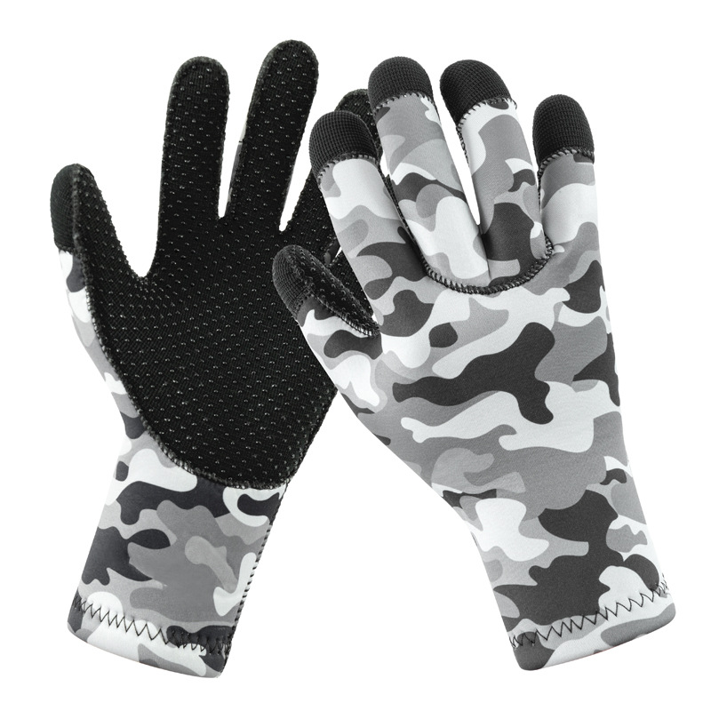Camouflage 3mm Neoprene Diving Gloves For Men Non-slip Warmth_voghion.com