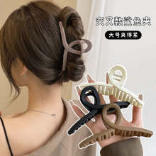 高级感发夹女后脑勺盘发抓夹大号交叉鲨鱼夹头发夹子简约时尚头饰