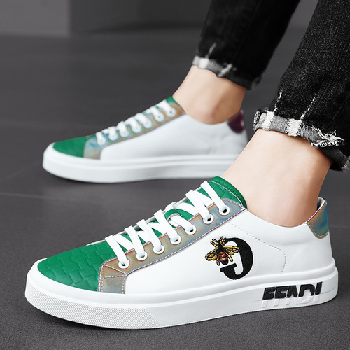 Fashionable and personalized trendy shoes European station casual British sneakers color-blocked leather trendy four-season summer breathable soft leather men's shoes