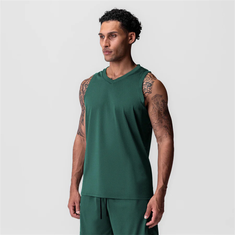 Chalecos de hombro para hombres de verano transfronterizos, ojos abiertos, ventilación, secado rápido, tendencia de fitness, deportes sin mangas, blusas relajadas, estadounidenses image 11