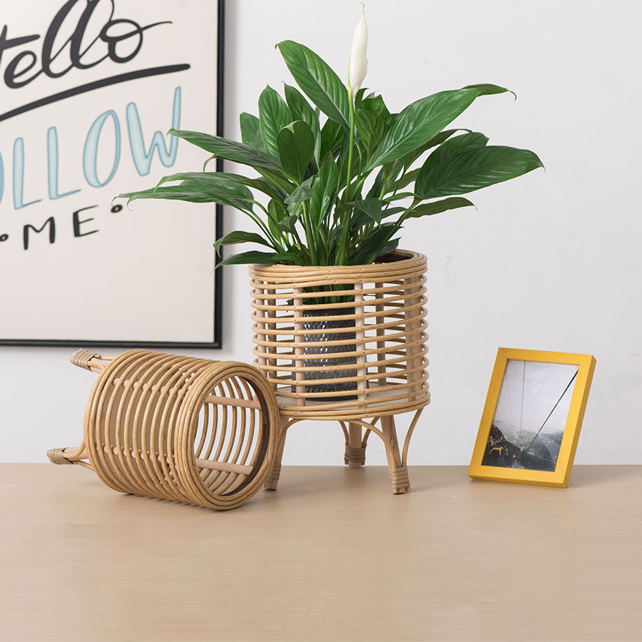 Pequeño pedido de costumbre de caña nórdica de estilo de piso de maceta de tejido a mano para dibujar la cantidad de descuento personalizada