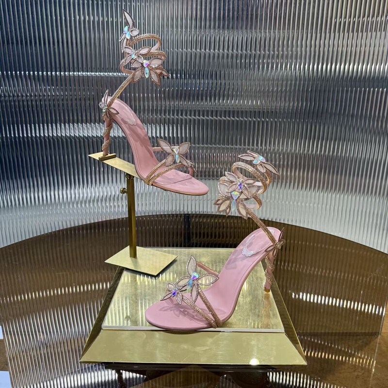 New Fairy Style Butterfly Snake-Shaped Straps Crystal Stiletto High Heels Wedding Shoes Women's High Heels Sandals