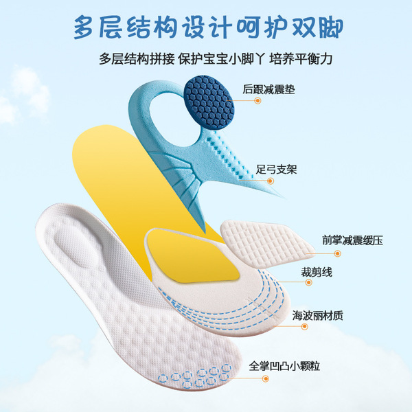 Children's breathable sports summer insoles for boys