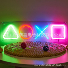Temu 亚马逊跨境爆款霓虹灯牌亚克力Game 背景板游戏符号LED灯牌