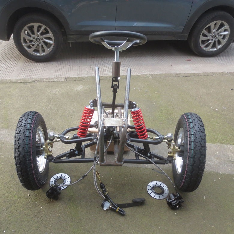 Modified four-wheel electric vehicle accessories: Go-kart steering wheel, front axle steering suspension system with 4.00-10 tires