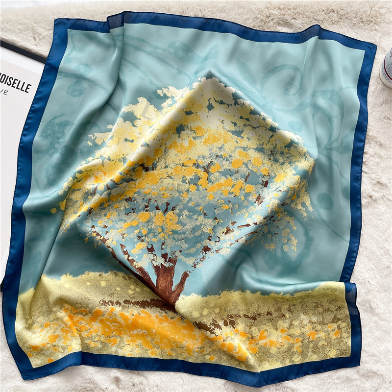 Foulard in seta stile pittura a olio sciarpa quadrata per capelli_voghion.com
