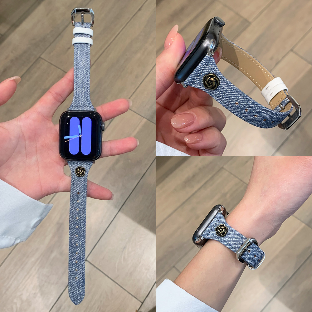 New Camellia Denim S11 Watch Strap Suitable for Apple S10/S9 Watch Strap Female Xiaomi 8/9Pro Redmi 5/4