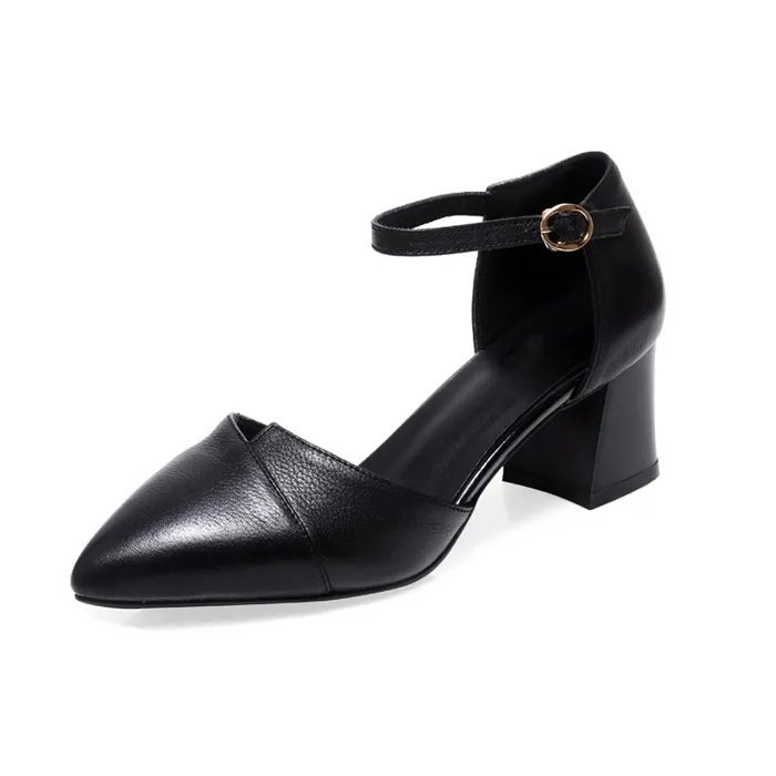 Sandalias de Punta cerrada para mujeres 2024 primavera y verano nuevo todo partido señaló hueco francés Mary Jane grueso tacón alto vestido zapatos individuales