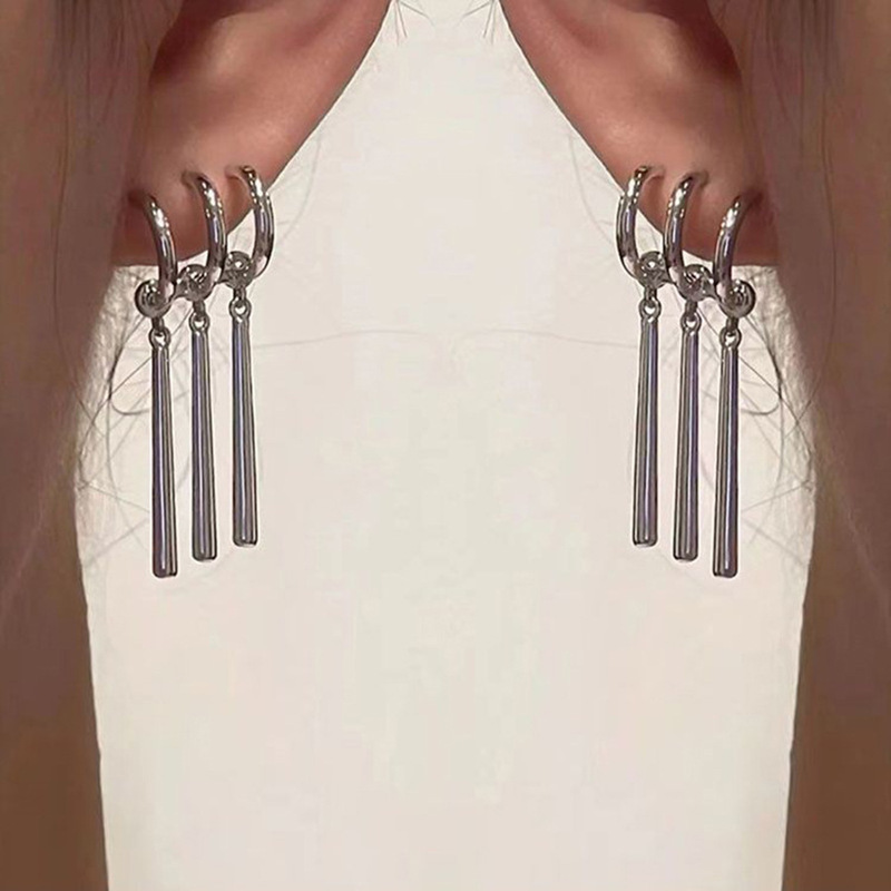 Solon Earrings One Piece Same as Solon Earrings Single Ear Holes with Three Claw Niche Design Long Tassel Earrings