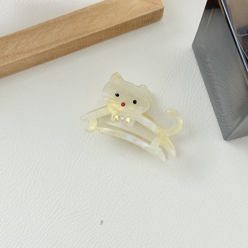 6cm アセテート ヘアピン ガーリーハート かわいい ミディアムサイズ かわいい ペット サメクリップ フレンチ ラインストーン キャット グリッパー|undefined