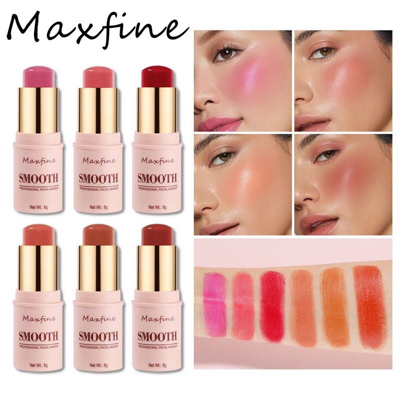 Cross-Border Msds Certified Maxfine Blush Stick Wholesale Makeup Without Logo Matte Single Color Solid Export Light