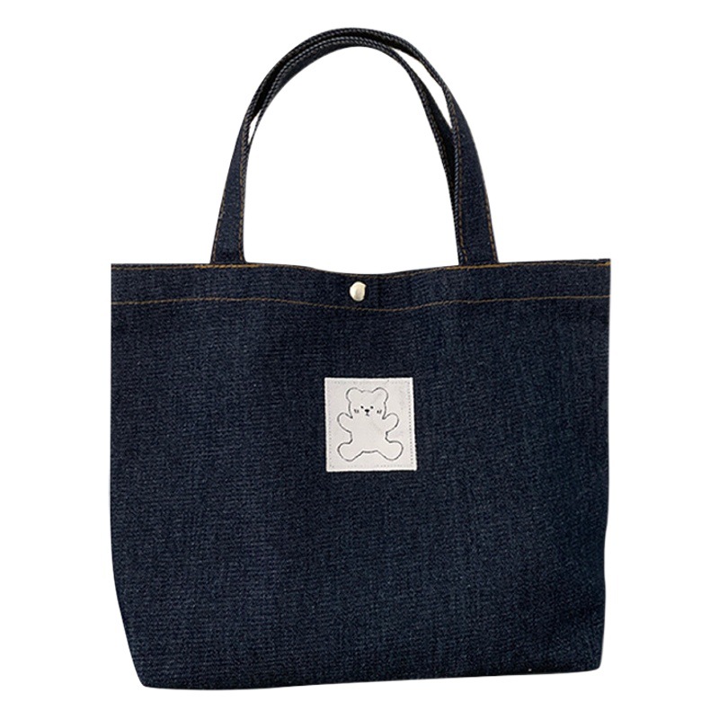 Bolsa de almuerzo de libro de embalaje de mezclilla de estilo japonés todo partido bolsa de almuerzo simple bolsa de mano Linda bolsa de almuerzo portátil para el trabajo