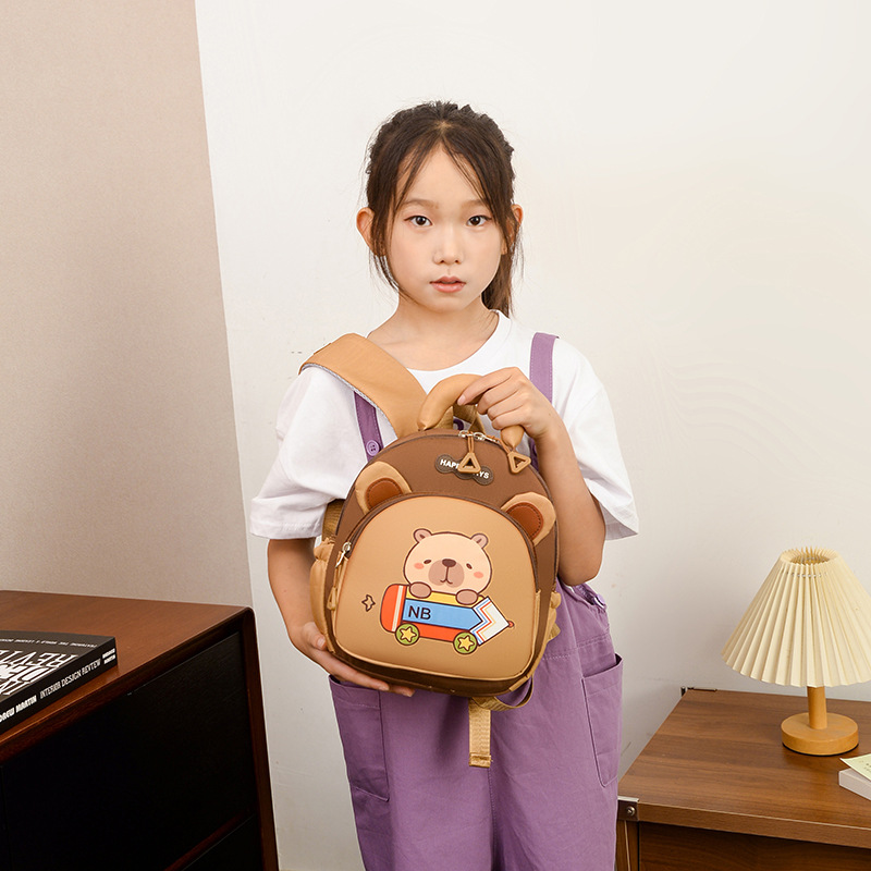 Red Dolphin Capibara mochila para niños y niñas, mochila para estudiantes de jardín de infantes, nueva mochila para niños de comercio exterior