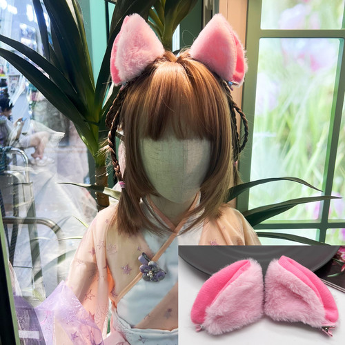 Cute and Adorable Cat Ears Hair Clip in Fluffy Felt, Playful and Cute Cat Shaped Headband for Kids, Girly Heart Decor, Duck Bill Clip
